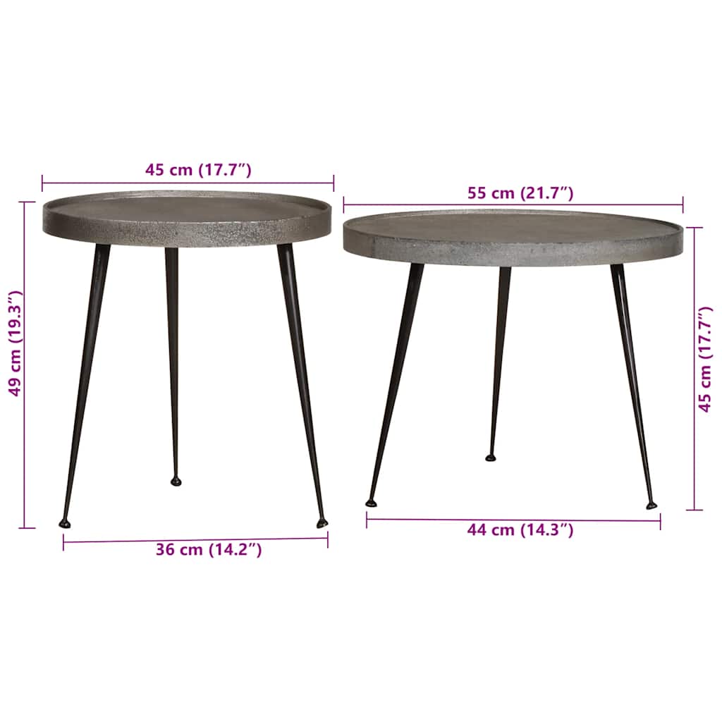 Soffbord DIV. 2 delar silverfärgat trä