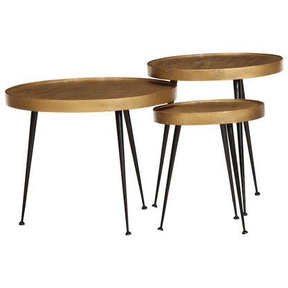 Soffbord Trä 3 delar gyllene