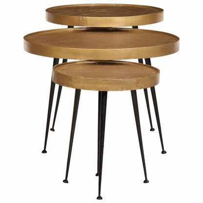 Soffbord Trä 3 delar gyllene