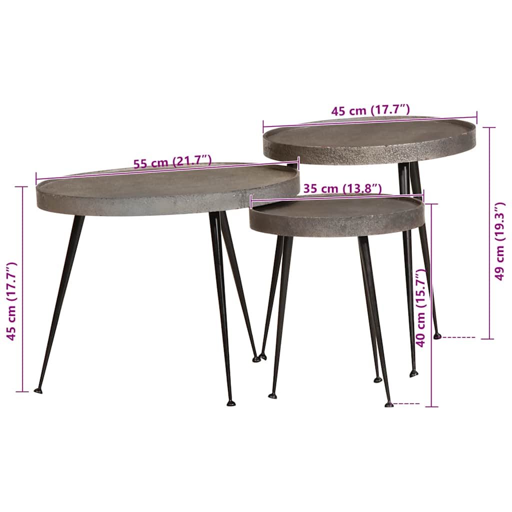 Soffbord DIV. 3 delar silver,