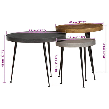 Soffbord Trä 3 delar flerfärgat parkettträ