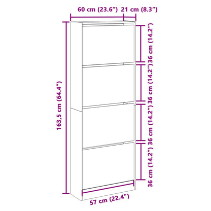 Skoställ Betonggrå Skohylla 60x21x163,5 cm