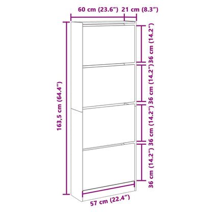 Skoställ Brun Ek Skohylla 60x21x163,5 cm