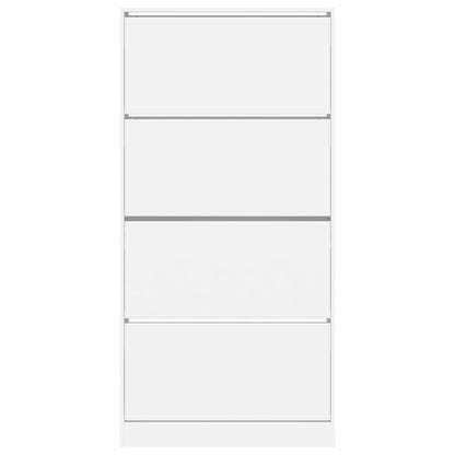 Skoställ Vit Skoskåp med 4 flip-lådor 80x21x163,5 cm