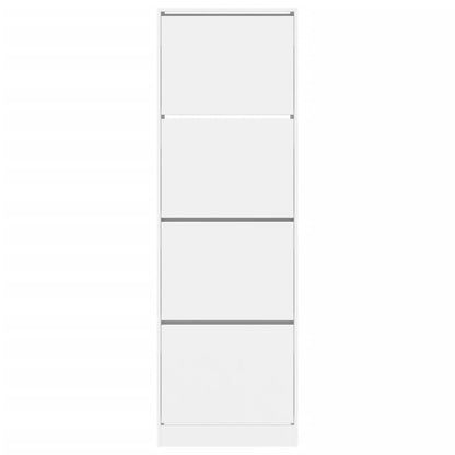 Skoställ Vit Skoskåp med 4 flip-lådor 60x34x187,5 cm