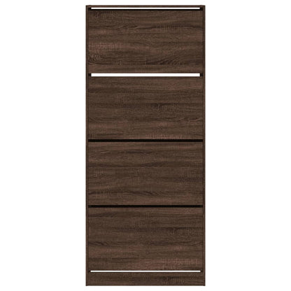 Skoställ Brun Ek Skoskåp med 4 flip-lådor 80x34x187,5 cm