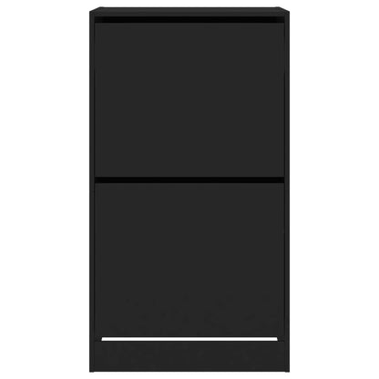 Skoställ Svart Skoskåp med 2 flip-lådor 60x42x108 cm