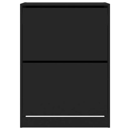 Skoställ Svart Skoskåp med 2 flip-lådor 80x42x108 cm