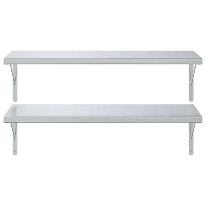 Vägghyllor 2 st 100x40 cm silver rostfritt stål