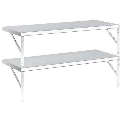 Vägghyllor 2 st 100x40 cm silver rostfritt stål
