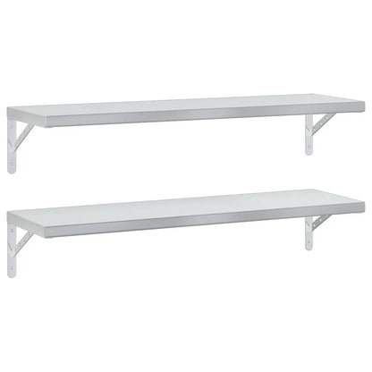 Vägghylla DIV. 2 st 100x30 cm silver rostfritt stål