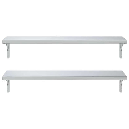 Vägghylla DIV. 2 st 100x30 cm silver rostfritt stål