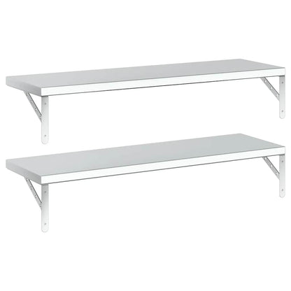 Vägghylla DIV. 2 st 100x30 cm silver rostfritt stål