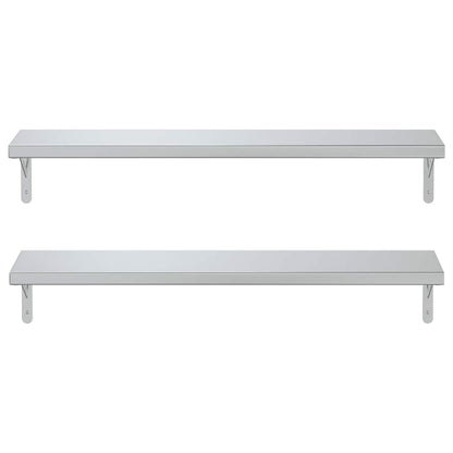 Vägghyllor 2 st 100x23,5 cm silver rostfritt stål