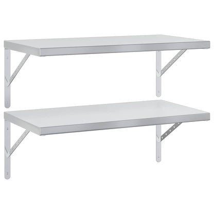 Vägghylla DIV. 2 st 75x40 cm silver rostfritt stål