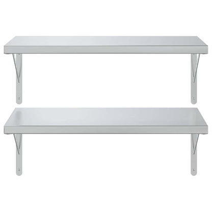 Vägghylla DIV. 2 st 75x40 cm silver rostfritt stål