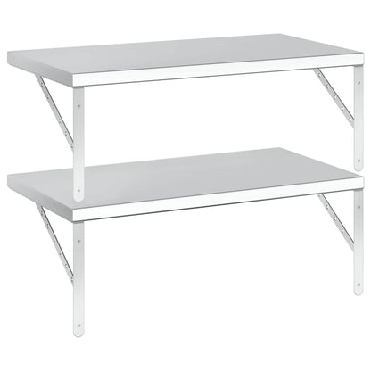 Vägghylla DIV. 2 st 75x40 cm silver rostfritt stål