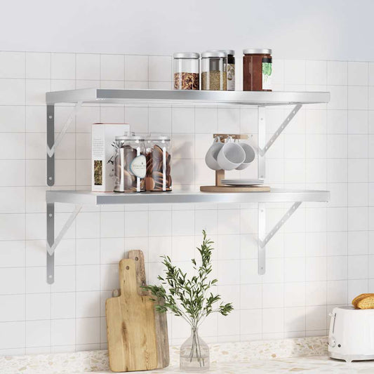 Vägghylla DIV. 2 st 75x40 cm silver rostfritt stål