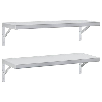 Vägghyllor 2 st 75x30 cm silver rostfritt stål