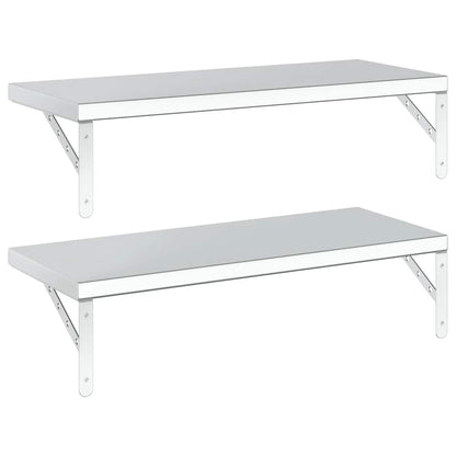 Vägghyllor 2 st 75x30 cm silver rostfritt stål