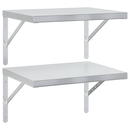 Vägghylla DIV. 2 st 50x40 cm silver rostfritt stål
