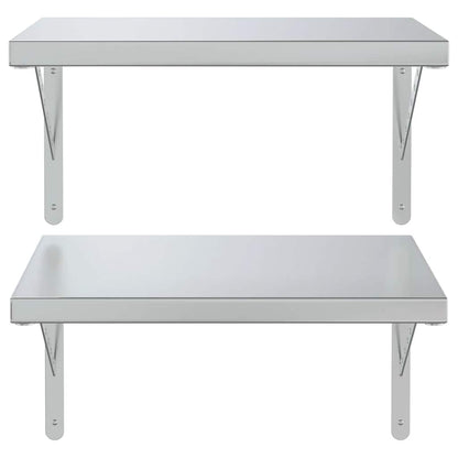 Vägghylla DIV. 2 st 50x40 cm silver rostfritt stål