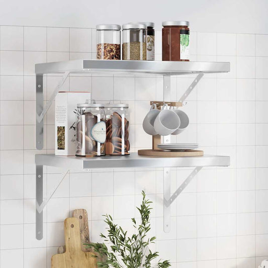 Vägghylla DIV. 2 st 50x40 cm silver rostfritt stål