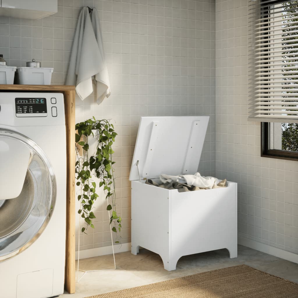 Förvaringsbänk med lock RANA Vit 60x49x54 cm massiv furu