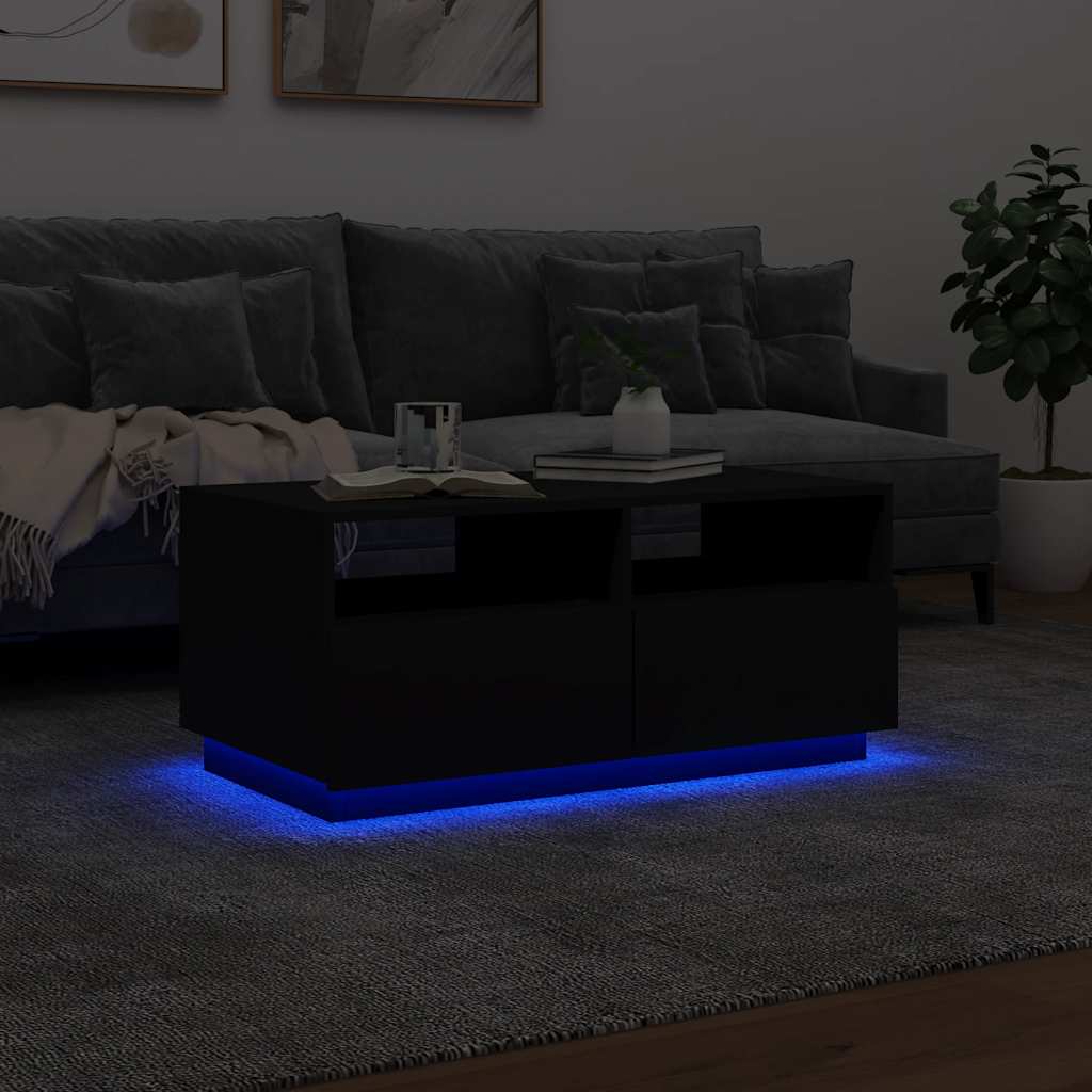 Soffbord Svart LED 90x49x40 cm