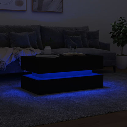Soffbord Svart LED 90x50x40 cm