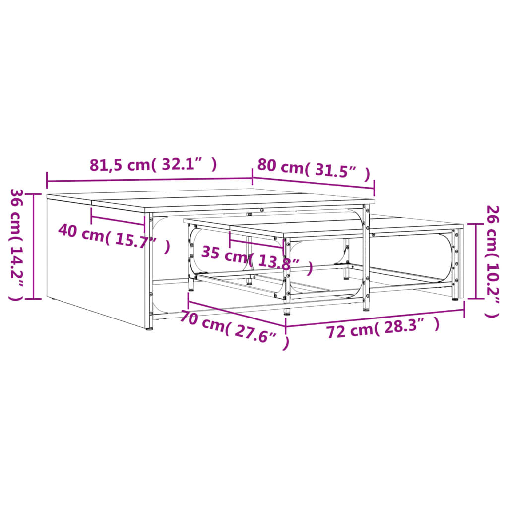 Soffbord Sonoma Ek 2 st metall