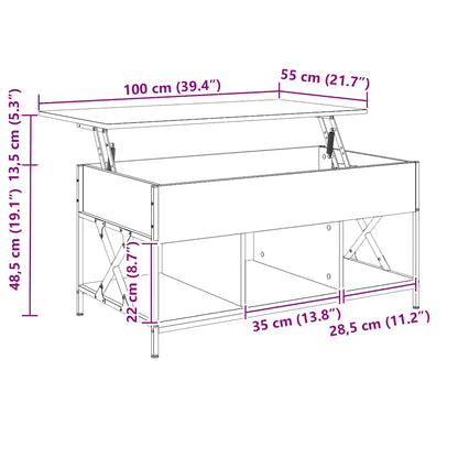 Soffbord Sonoma Ek 100x55x50 cm och metall