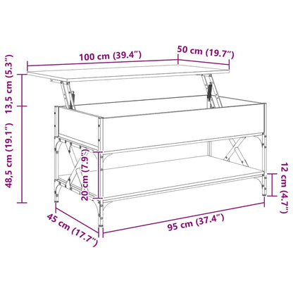 Soffbord Rökfärgad Ek 100x50x50 cm och metall