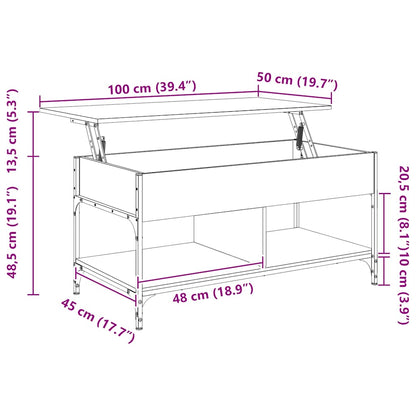 Soffbord Rökfärgad Ek 100x50x50 cm metall