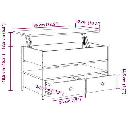 Soffbord Sonoma Ek 85x50x50 cm och metall