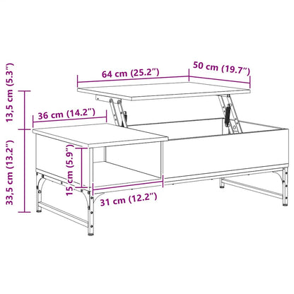 Soffbord Sonoma Grå 100x50x35 cm metall