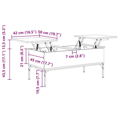 Soffbord brun ek 100x50x45 cm konstruerat trä och metall