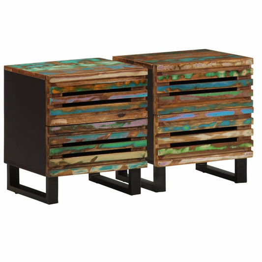 Sängbord 2 st 40x34x46 cm massivt återvunnet trä