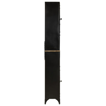 Badrumsskåp 40x27x180 cm järn och massivt mangoträ