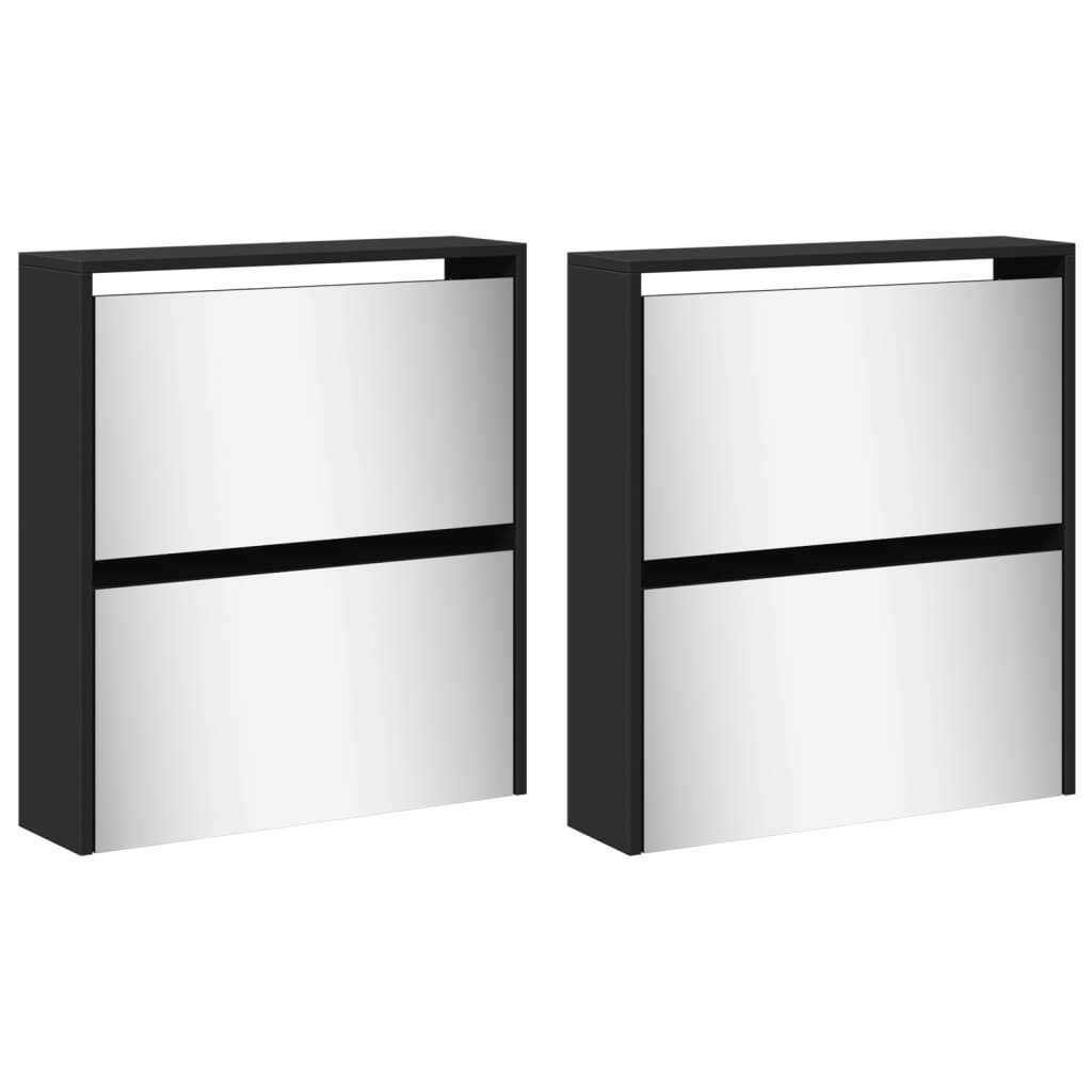 Skoställ Svart Skoskåp med 4 skåp 63x17x134 cm