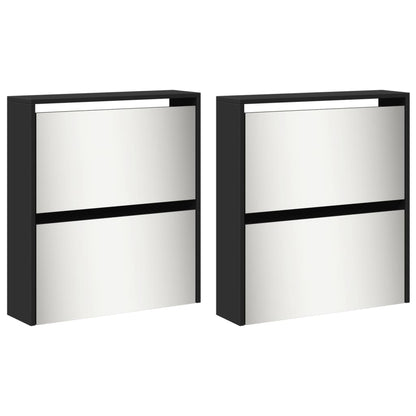 Skoställ Svart Skoskåp med 4 skåp 63x17x134 cm