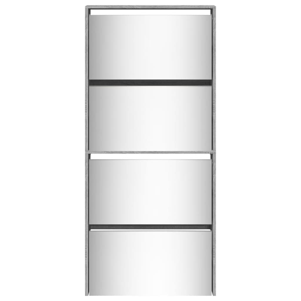 Skoställ Sonoma Grå Skoskåp med spegel 4 skåp 63x17x134 cm