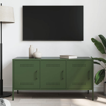 TV-skåp olivgrön 100,5x39x50,5 cm stål