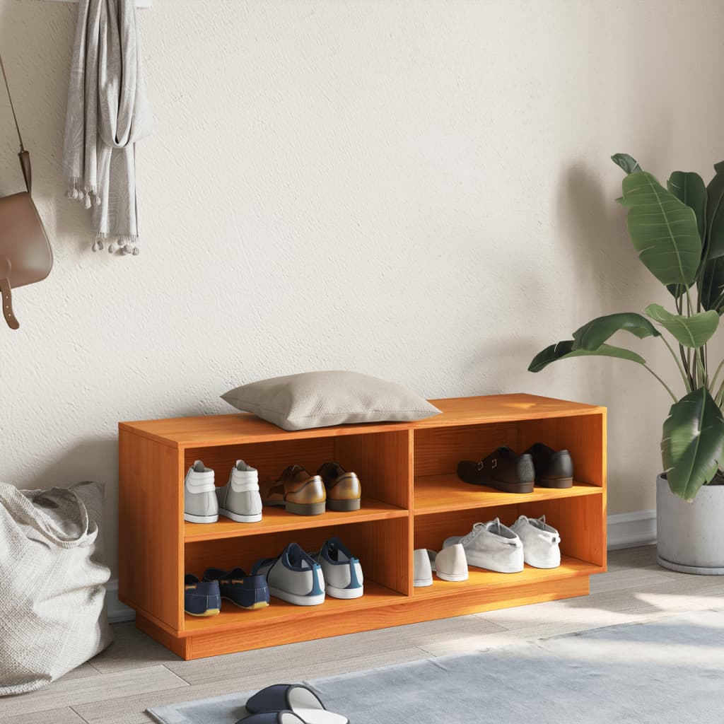 TV-Möbel Trä TV-bänk vaxbrun 110x34x45 cm massiv furu