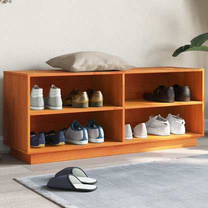 TV-Möbel Trä TV-bänk vaxbrun 110x34x45 cm massiv furu