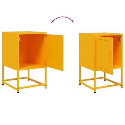 Sängbord 2 st senapsgul 36x39x60,5 cm stål