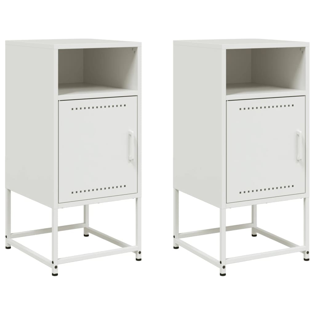 Sängbord 2 st vit 36x39x78 cm stål
