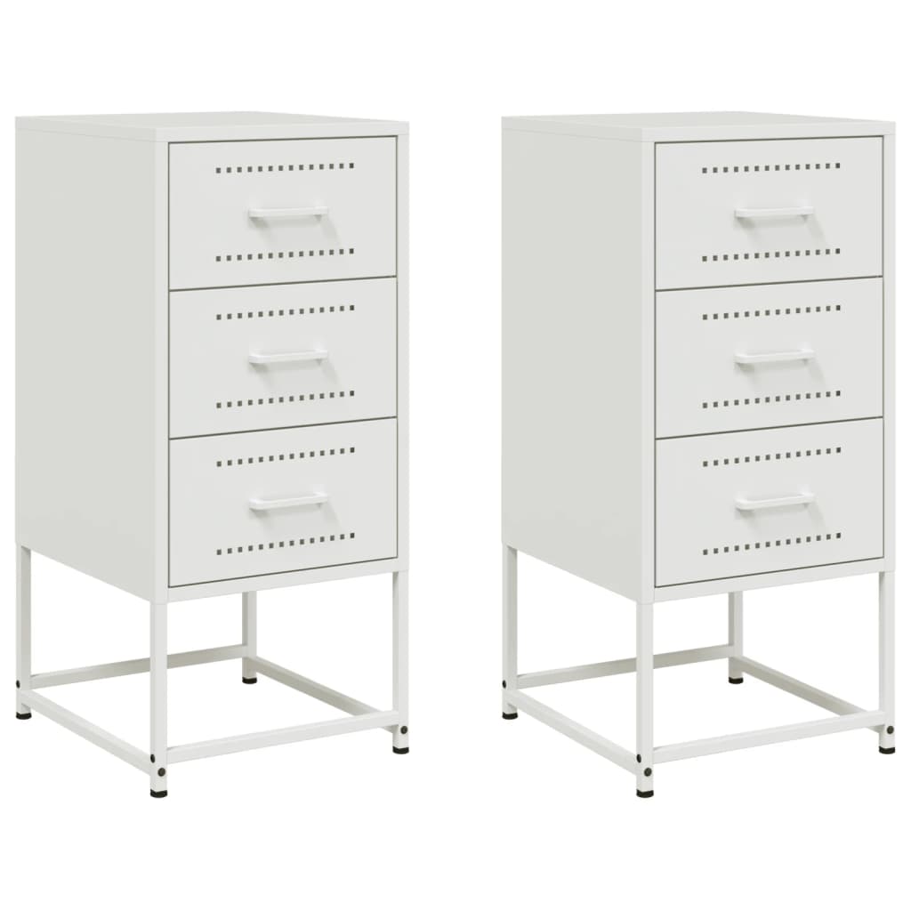 Sängbord 2 st vit 36x39x78 cm stål