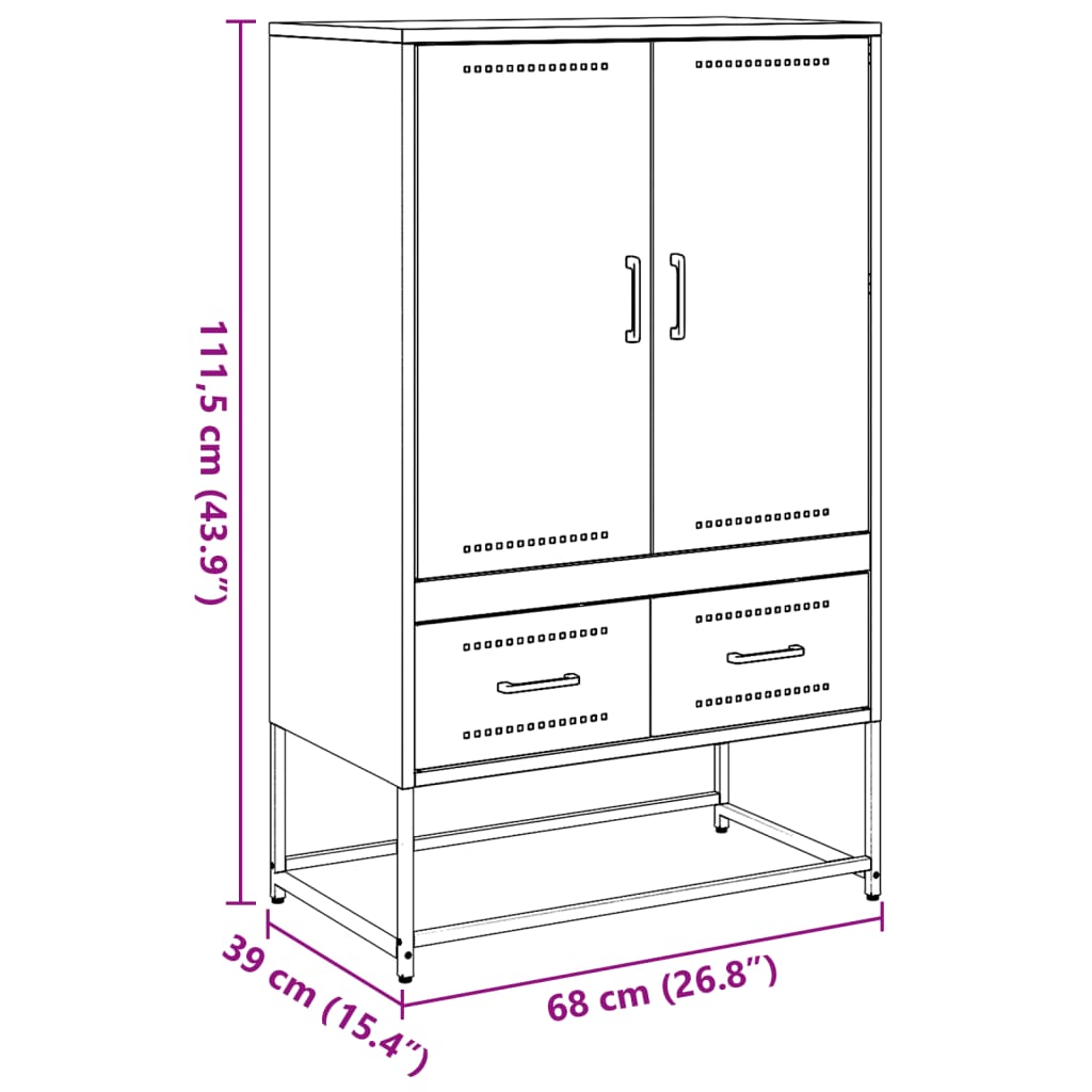 Skåp DIV. rosa 68x39x111,5 cm stål