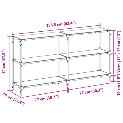 Avlastningsbord Konsollbord DIV. med transparent glasskiva 158,5x30x81 cm stål